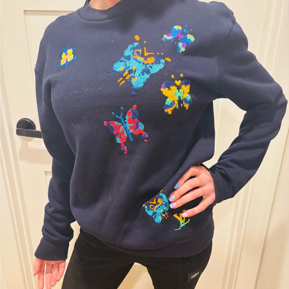 Louis Vuitton men’s XS navy sweater with butterflies